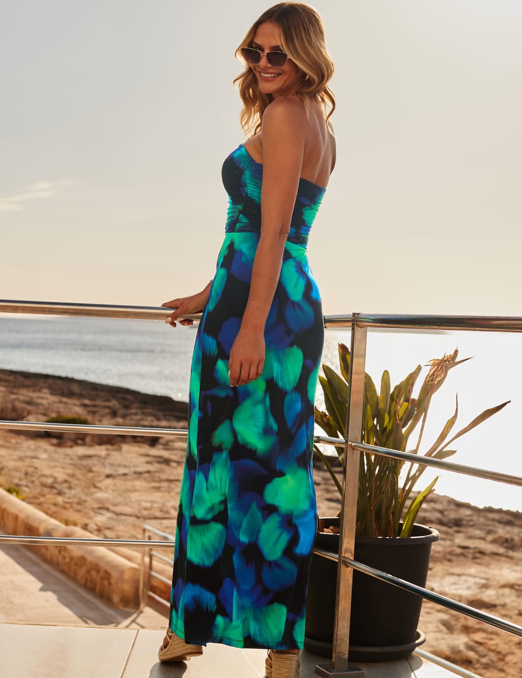 Jersey Printed Bandeau Maxi Skater Dress 5 of 6