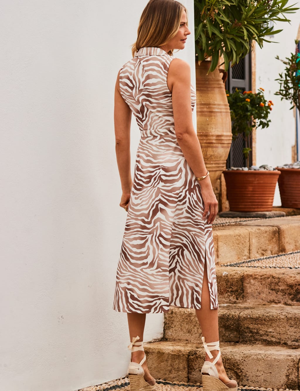 Jersey Zebra Print Midi Shirt Dress 3 of 5
