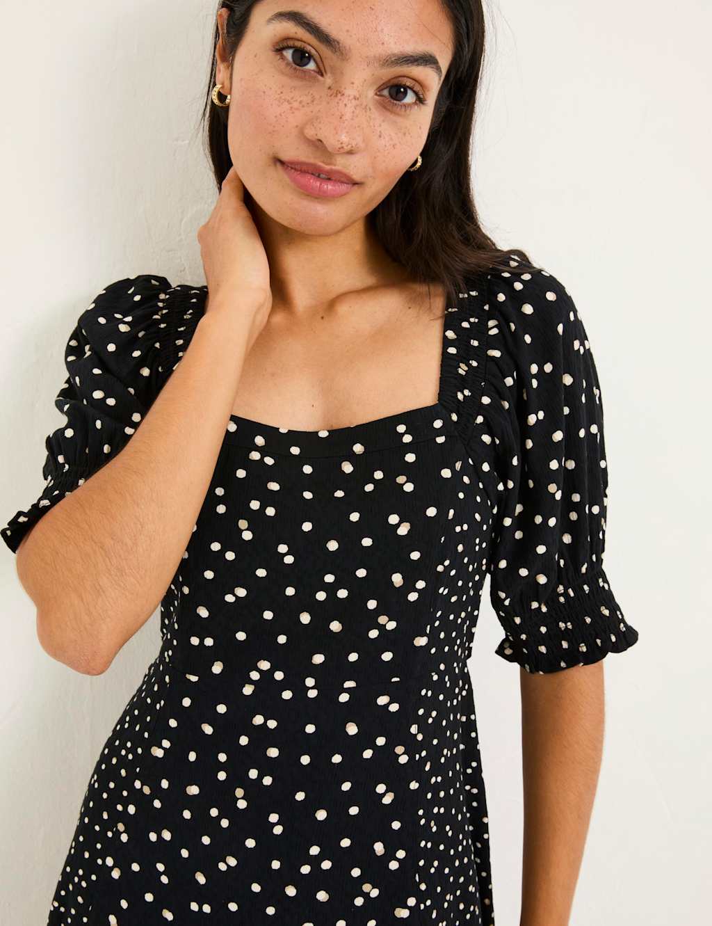 Polka Dot Square Neck Midi Skater Dress 5 of 8