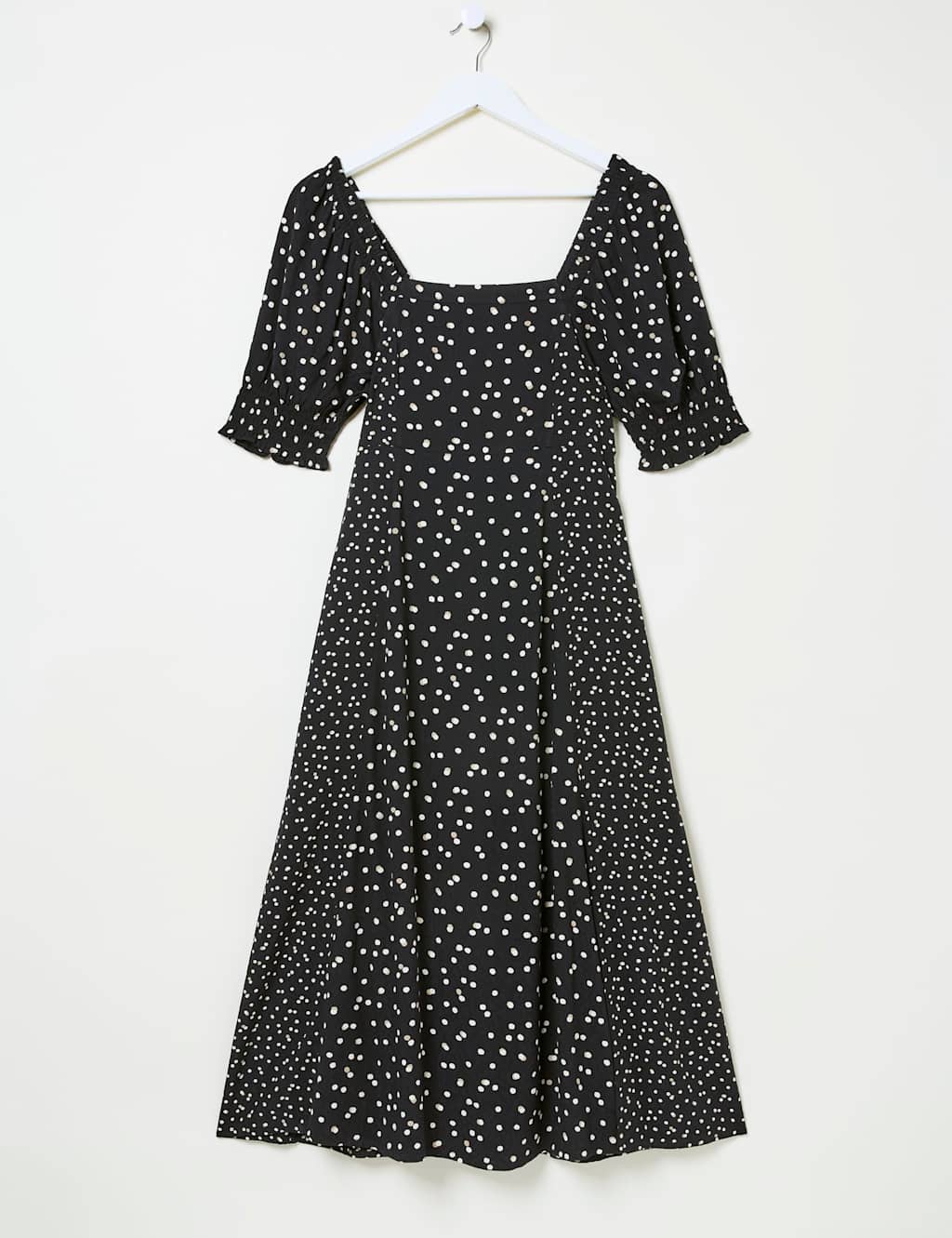 Polka Dot Square Neck Midi Skater Dress 2 of 8