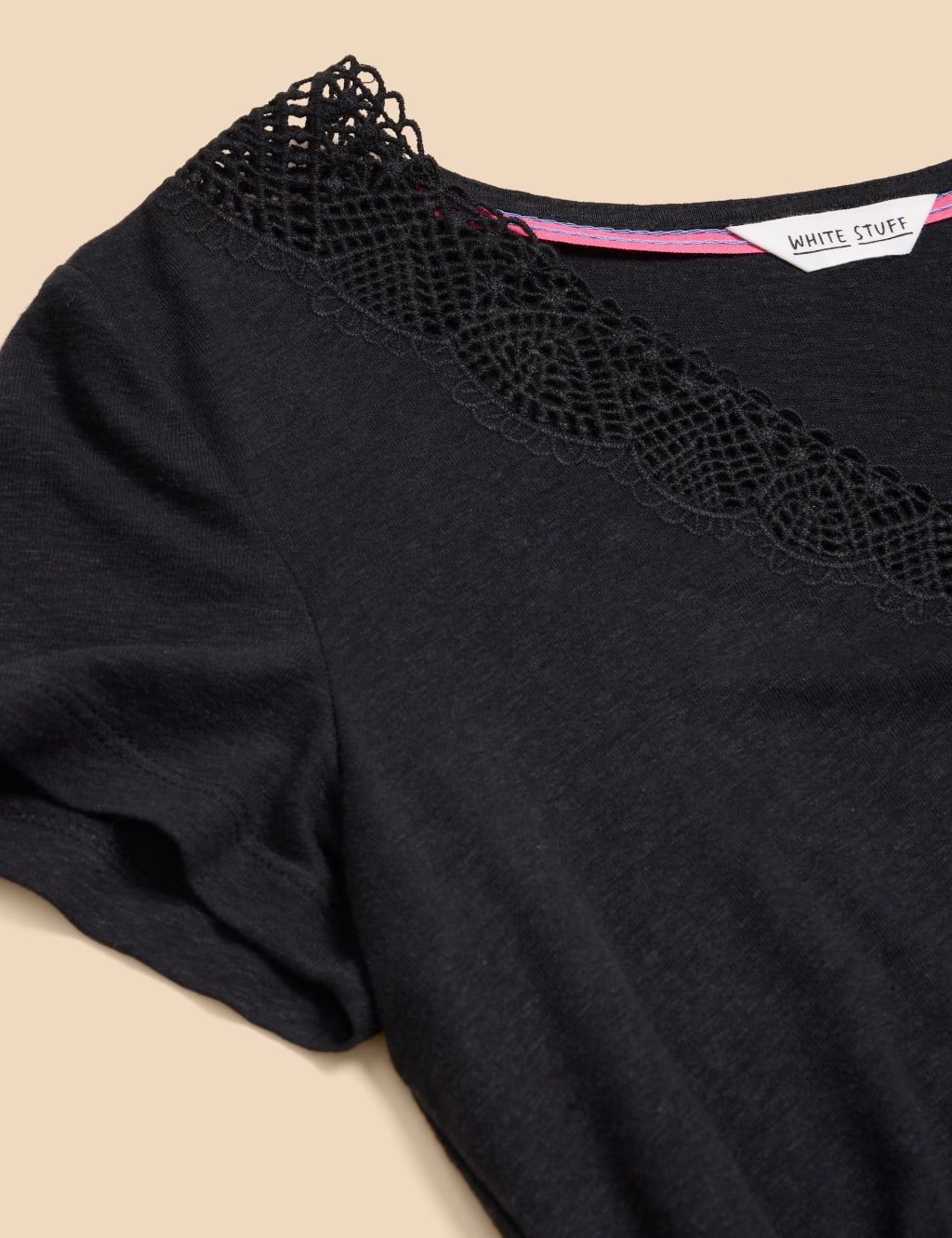 Linen Rich Lace Insert T-Shirt 6 of 6
