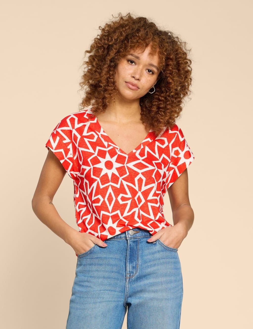 Pure Linen Printed T-Shirt 1 of 6
