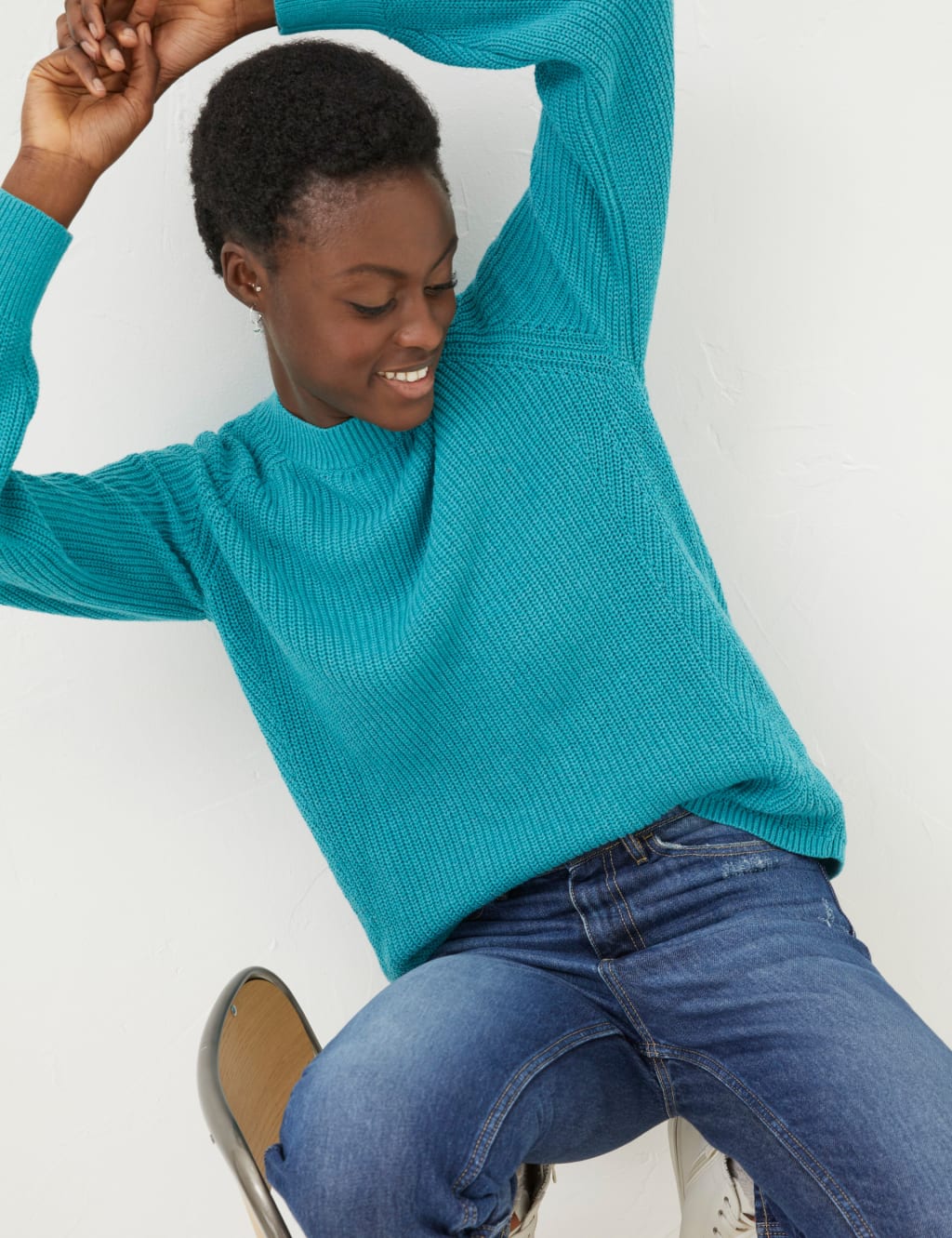 Pure Cotton Ribbed Crew Neck Jumper 1 of 5