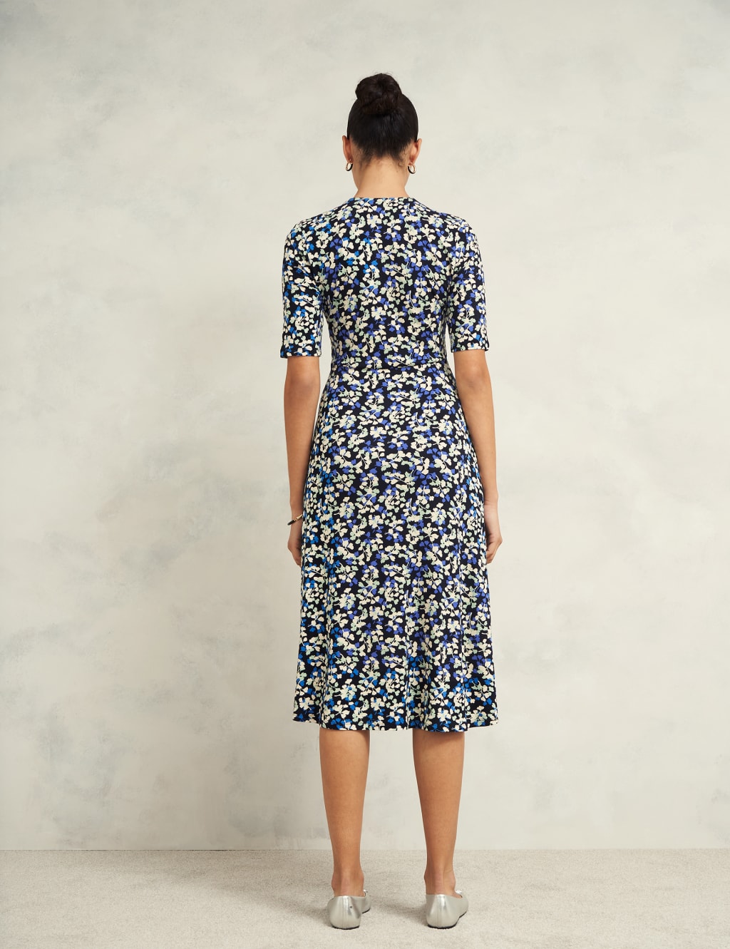 Polo collar floral printed skater dress hotsell