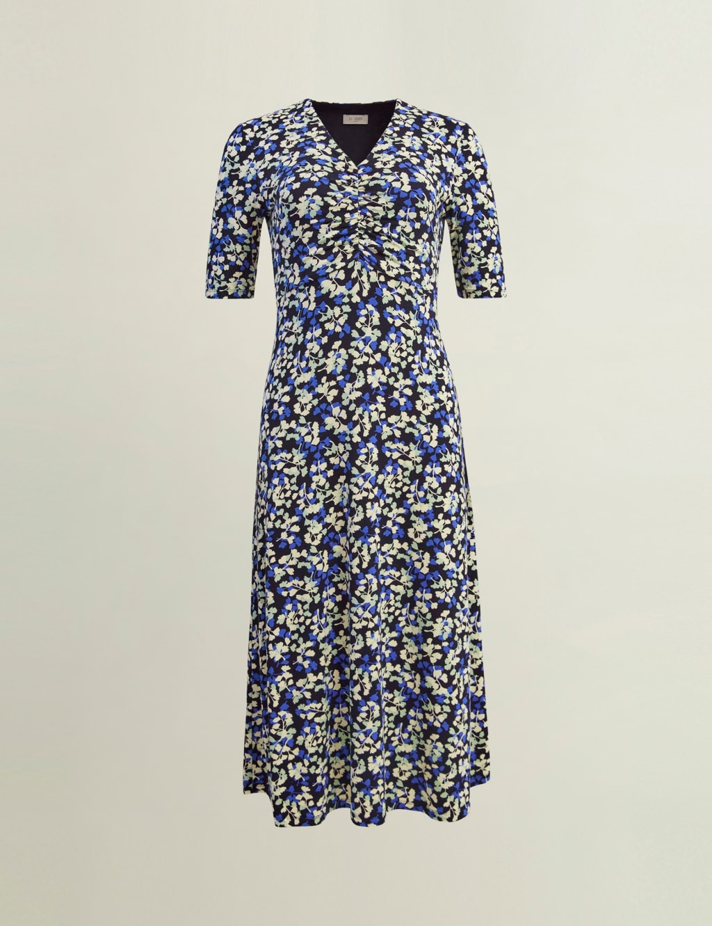 Jersey Floral V Neck Midi Skater Dress