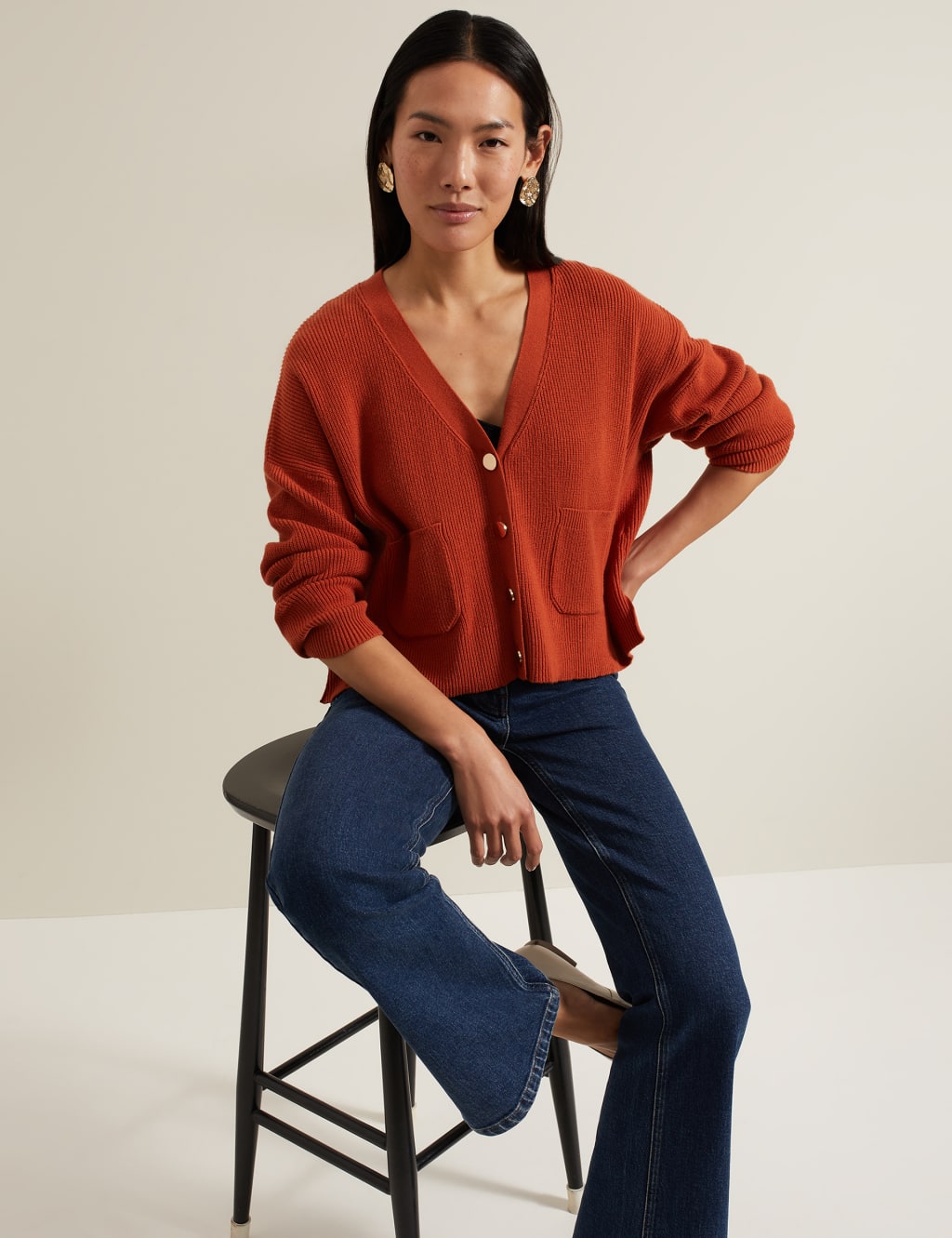 Red v neck cardigan store