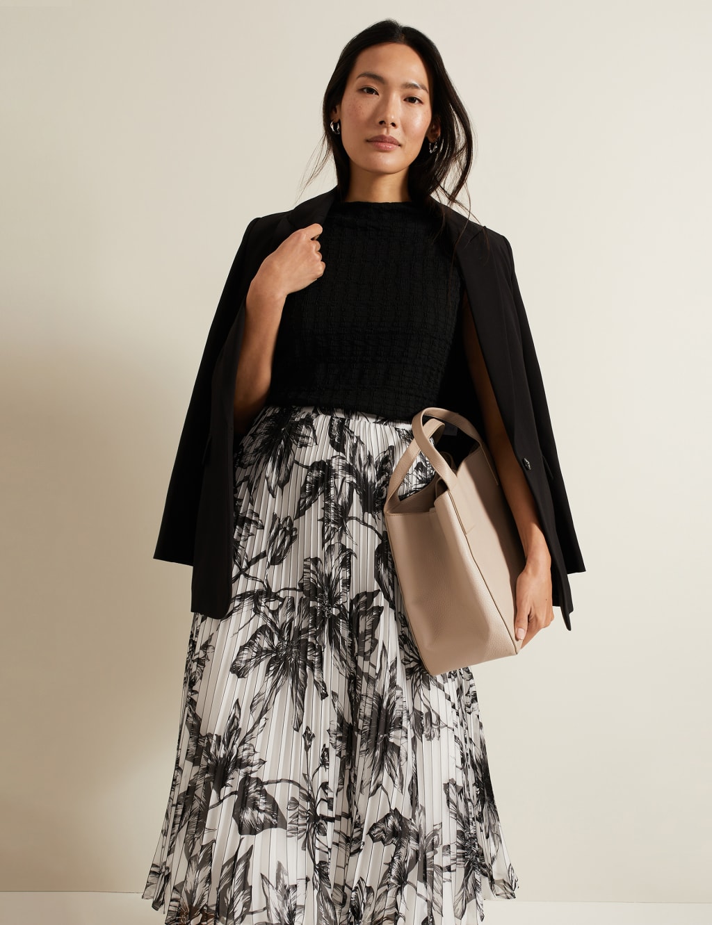Floral Pleated Midi Skirt