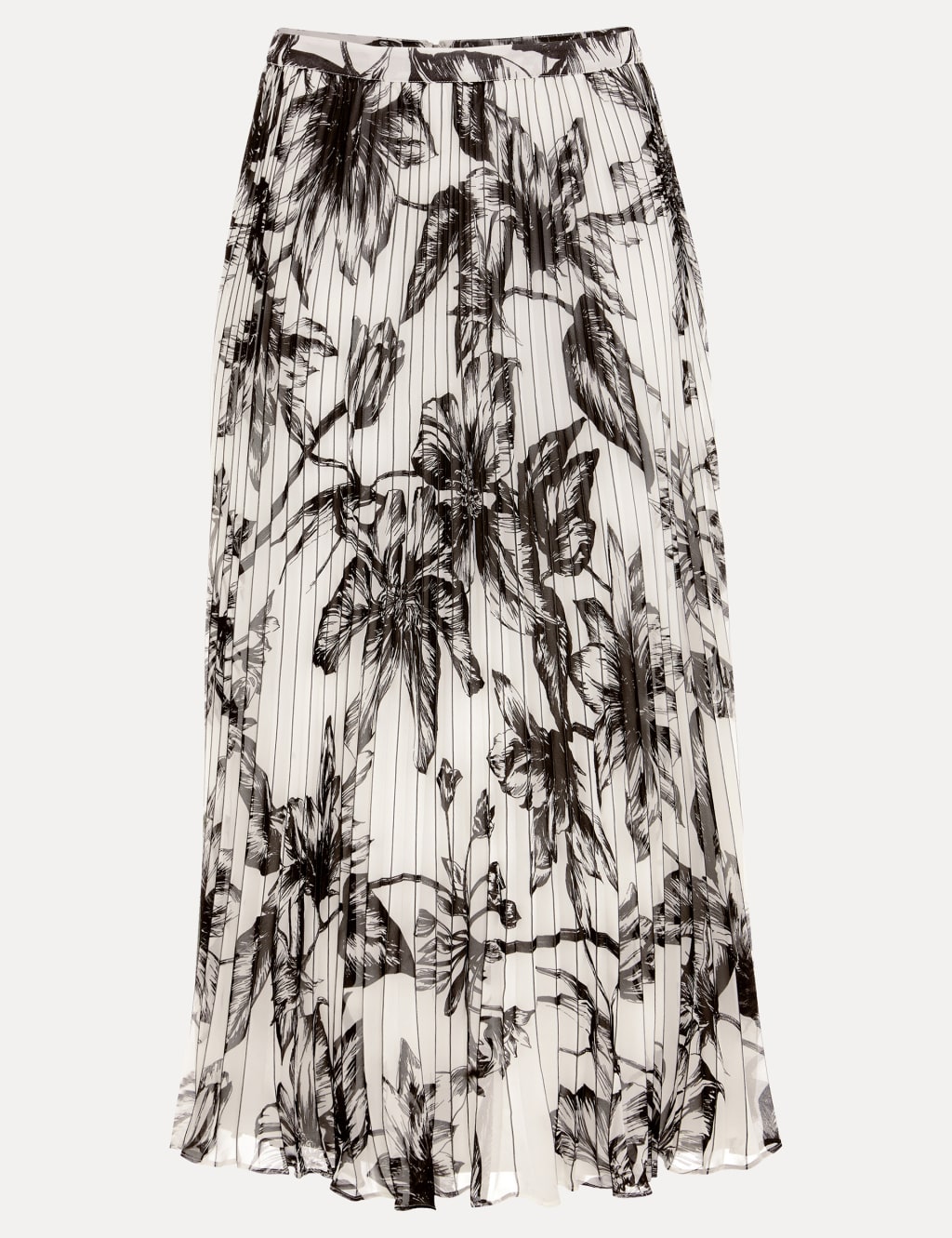 Floral Pleated Midi Skirt