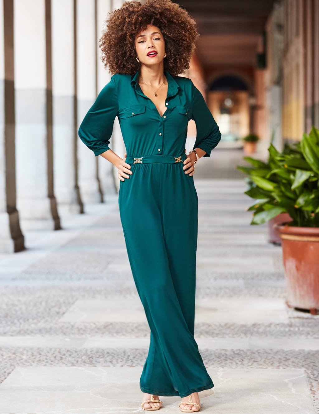 3 quarter sleeve jumpsuit sales
