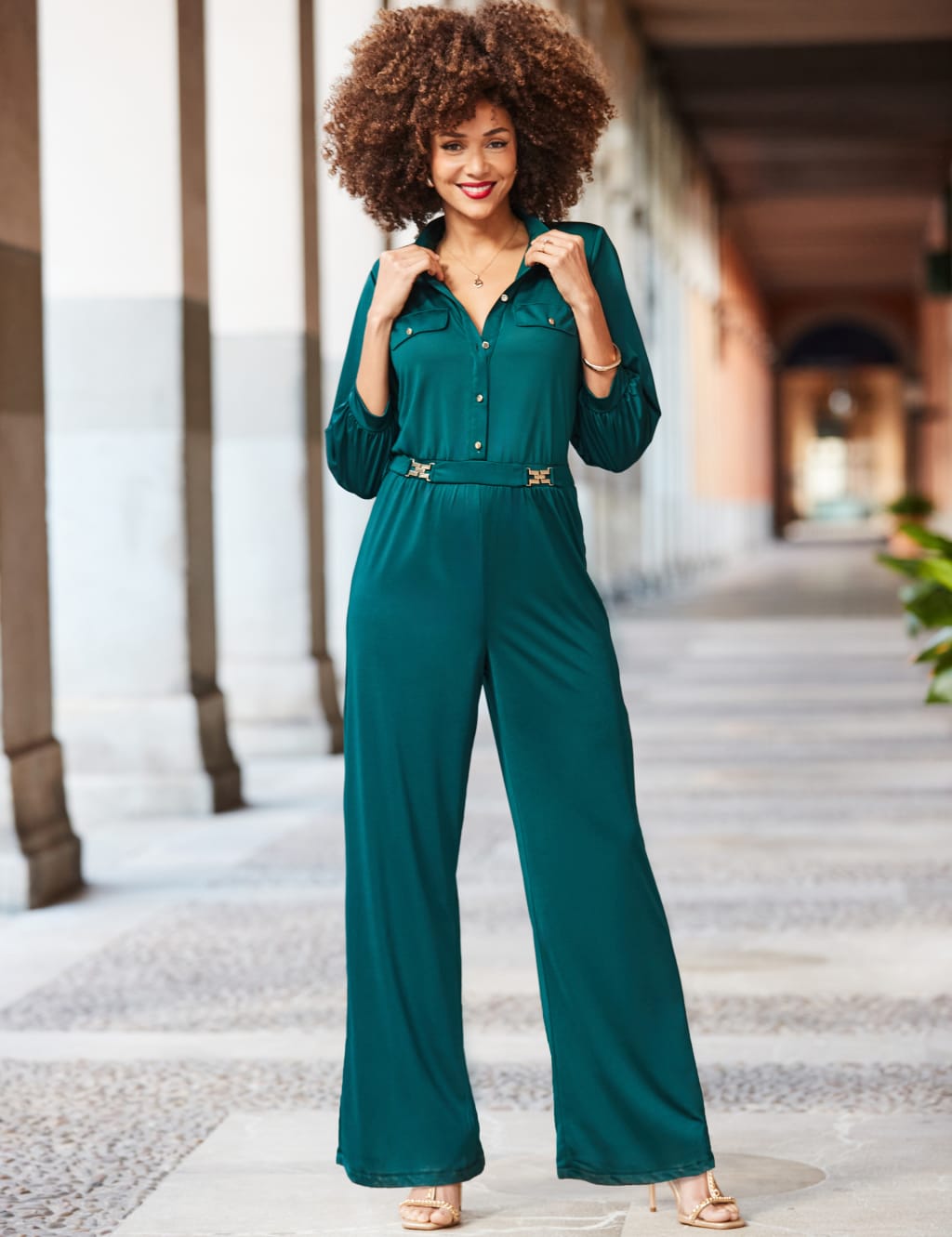 Three quarter sleeve jumpsuit top