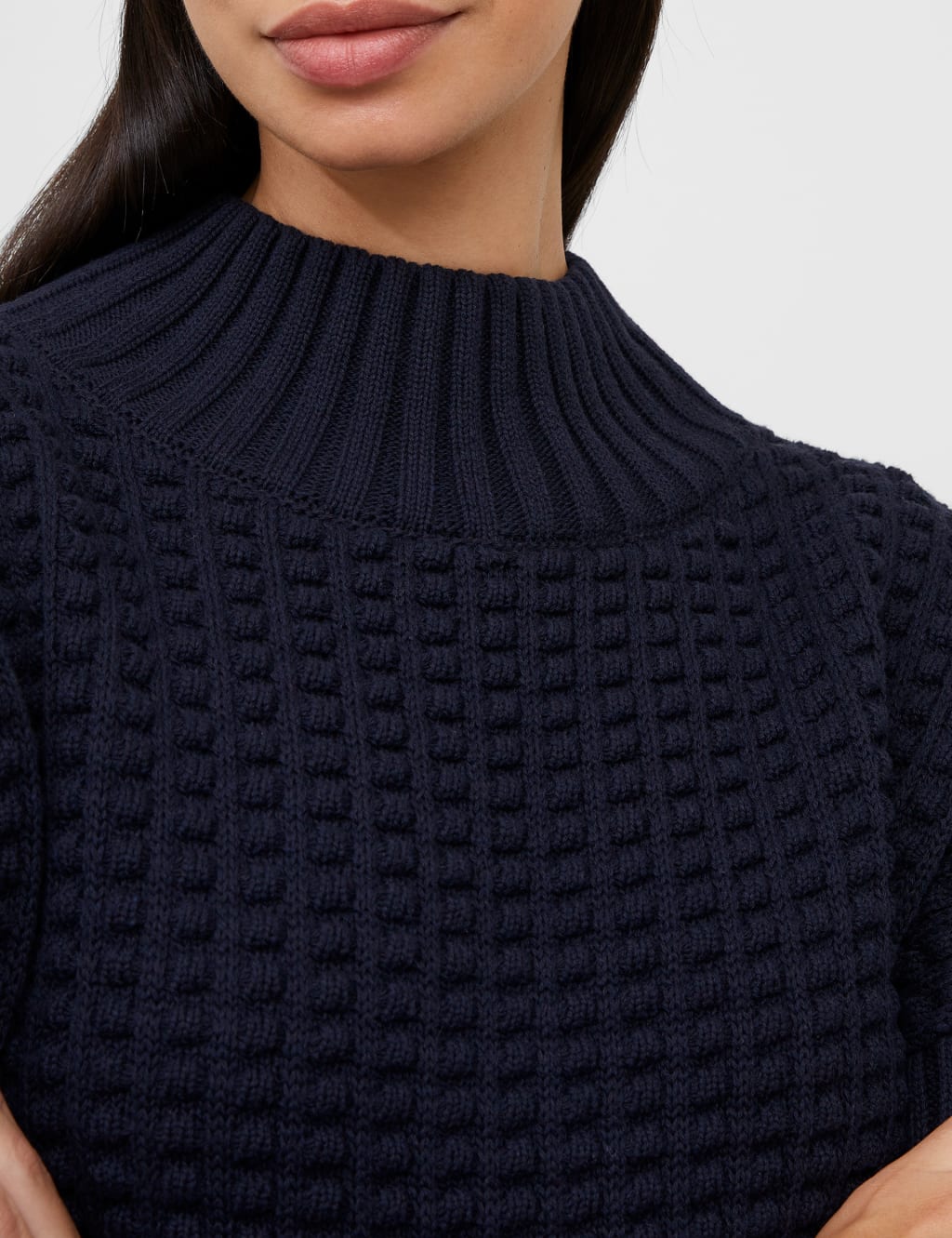 Pure Cotton Textured High Neck Jumper 4 of 4