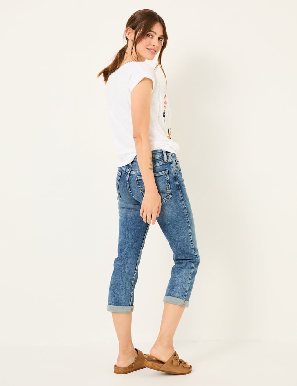 Slim Fit Turn Up Cropped Jeans 3 of 6