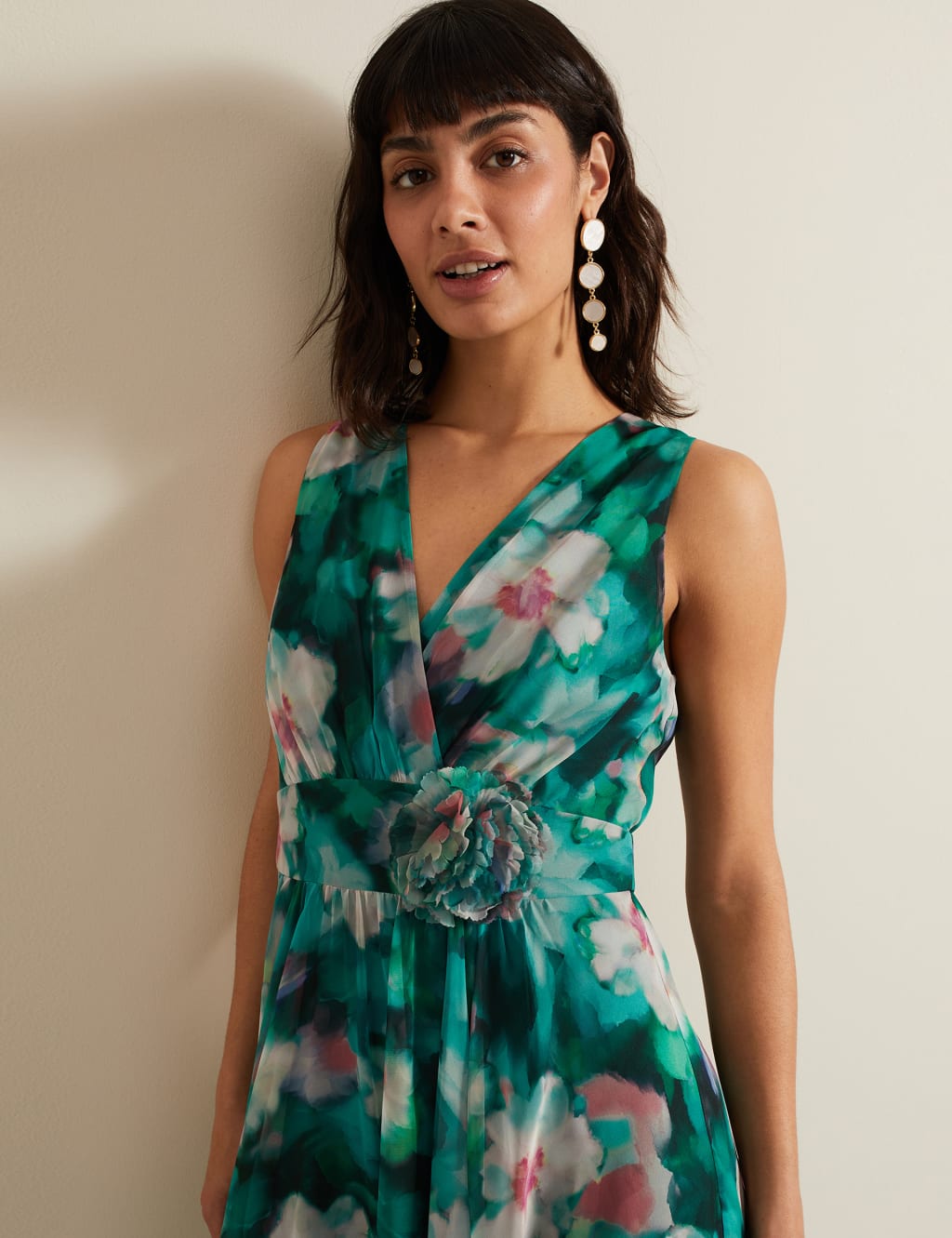Chiffon floral wrap dress online