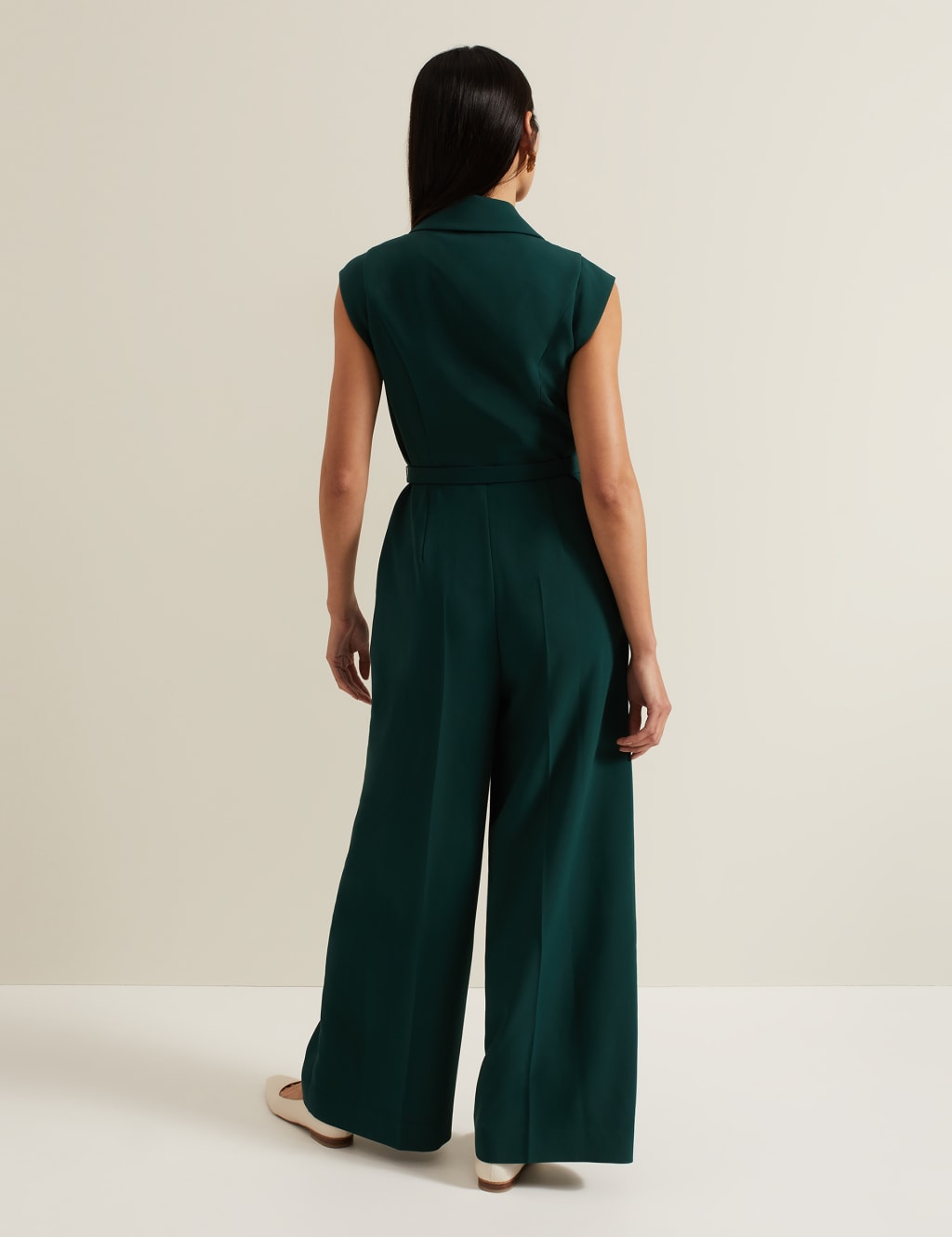 Belted Short Sleeve Tailored Jumpsuit 3 of 6