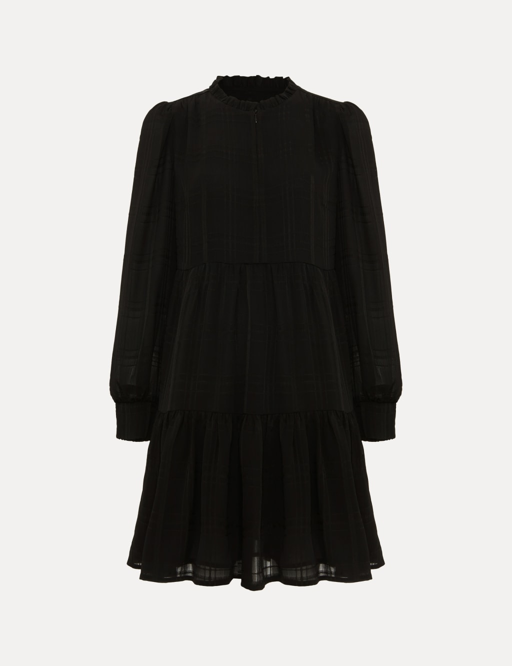 Checked Notch Neck Mini Swing Dress