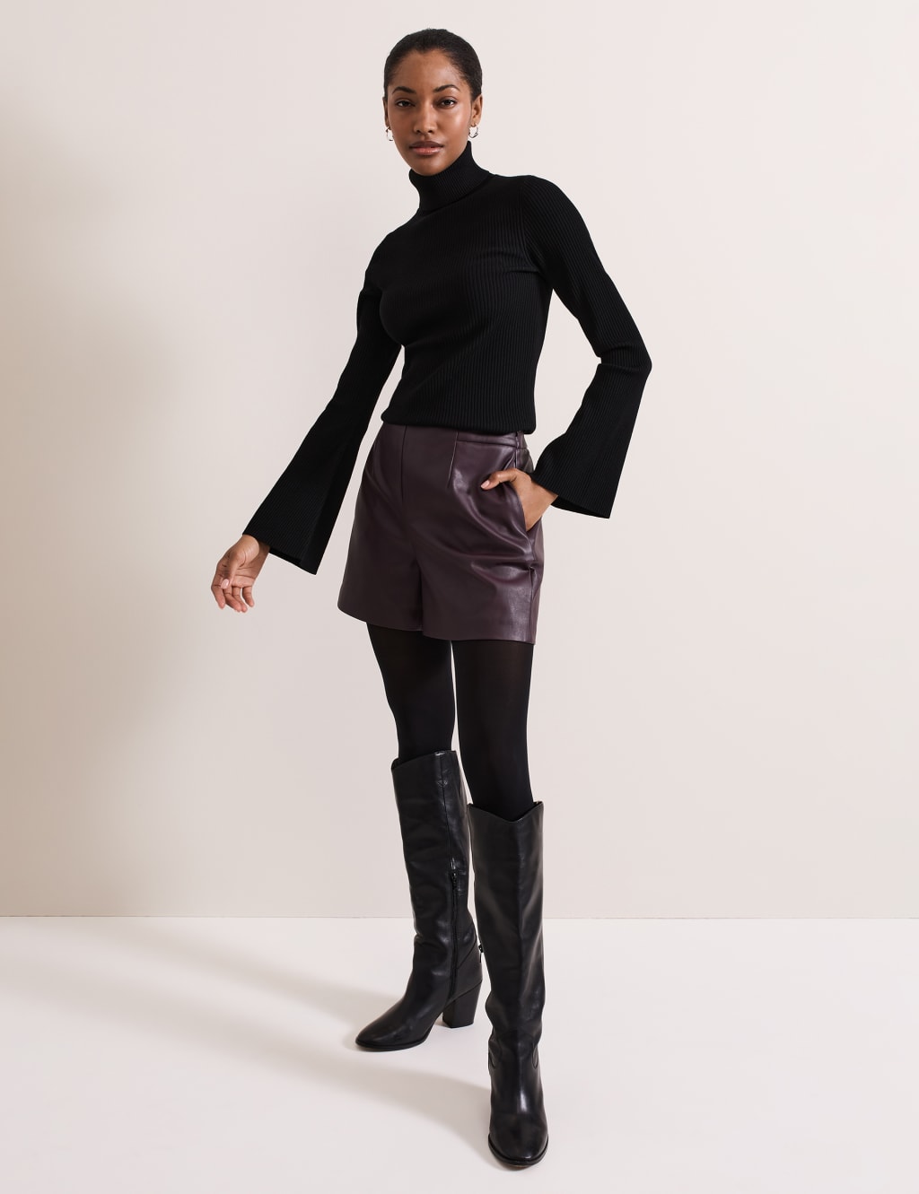 Faux Leather Tailored Shorts Phase Eight M S