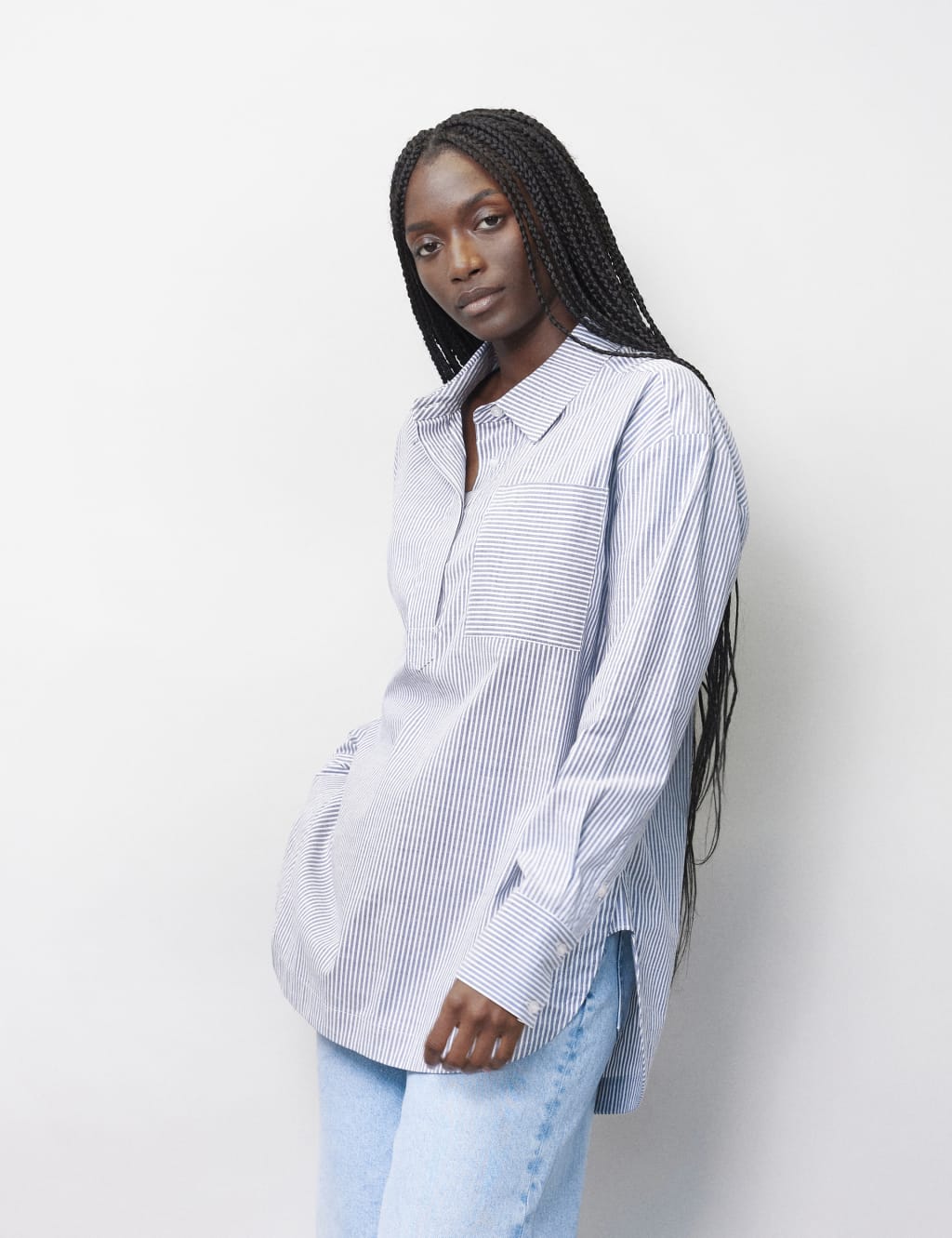 Cotton Rich Striped Collared Shirt 1 of 4