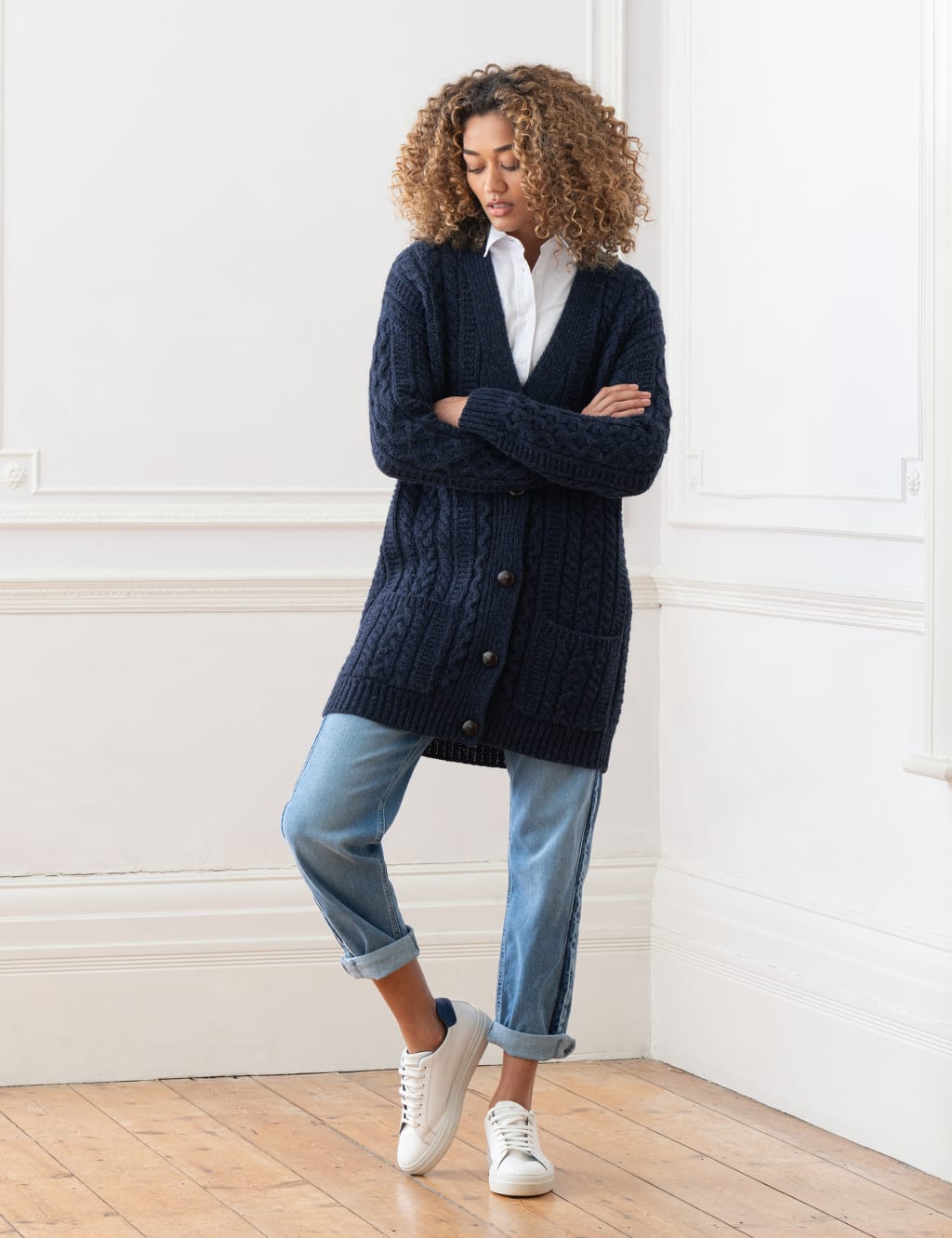 Pure Wool Cable Knit V-Neck Cardigan 3 of 5