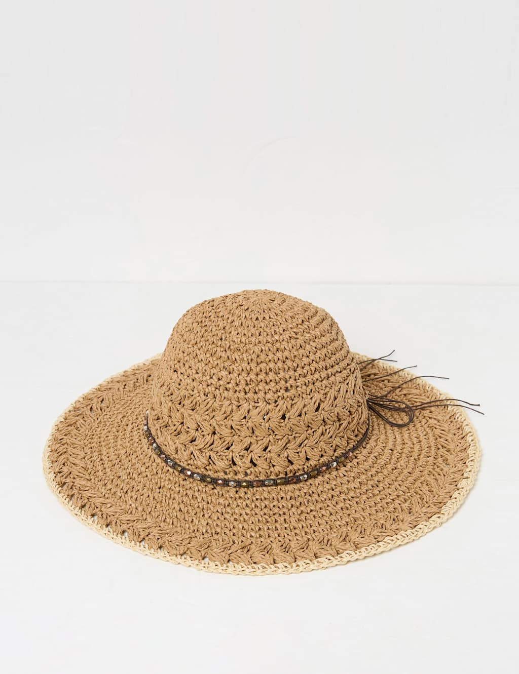 Straw Crochet Embellished Wide Brim Hat 4 of 4