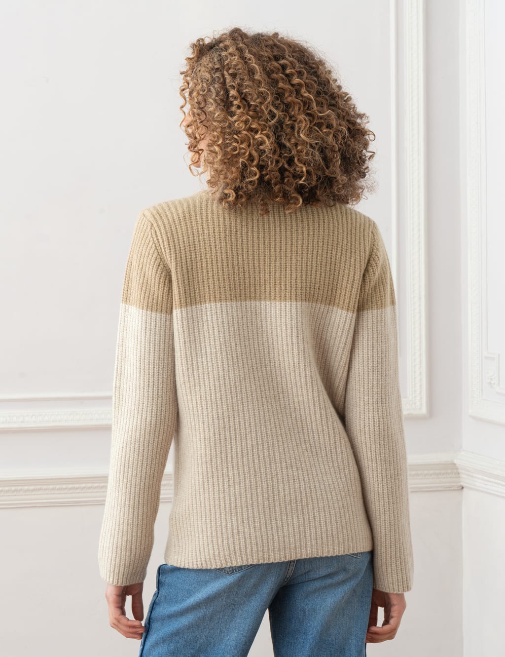 Pure Wool Colour Block Roll Neck Jumper 4 of 5