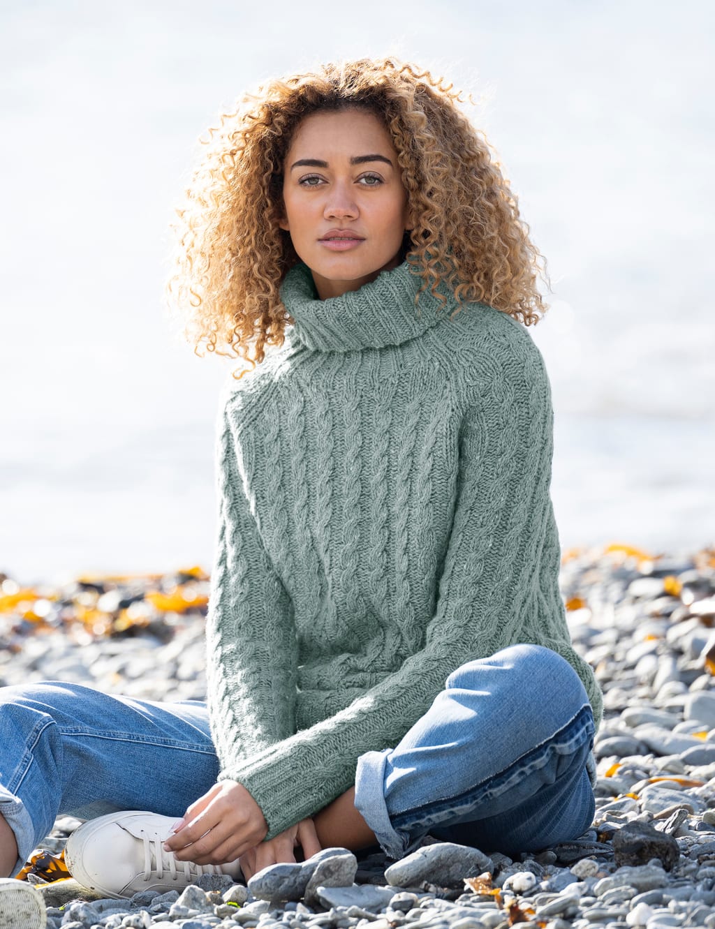 Cable knit roll neck jumper hotsell