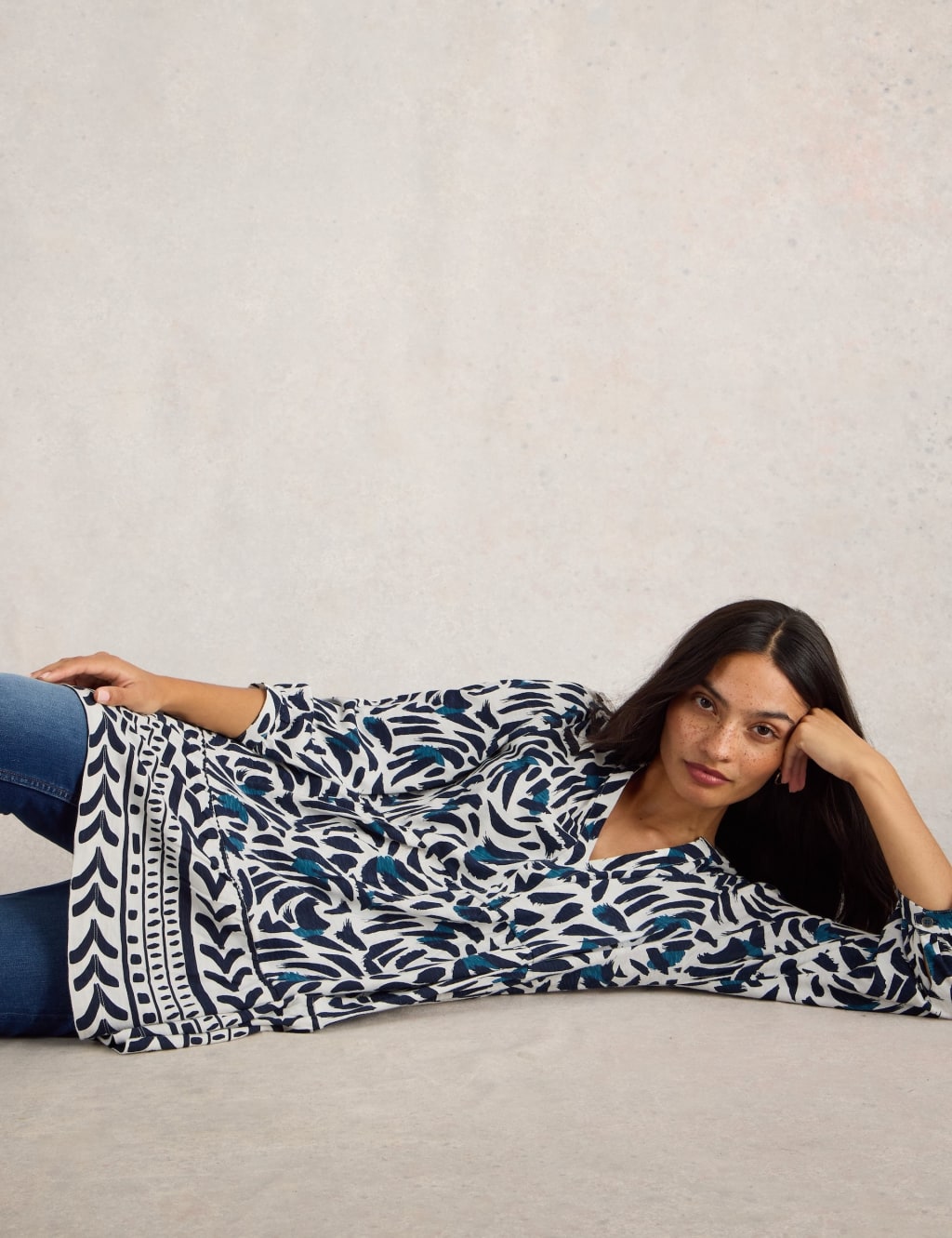 Pure Cotton Printed V-Neck Tunic 3 of 6
