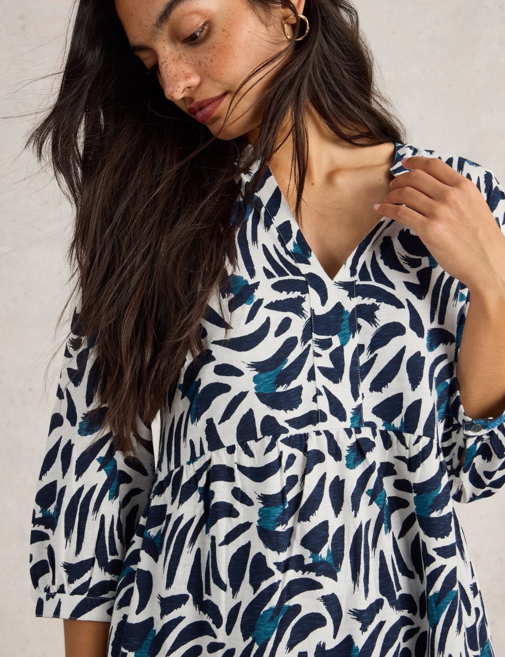 Pure Cotton Printed V-Neck Tunic 5 of 6