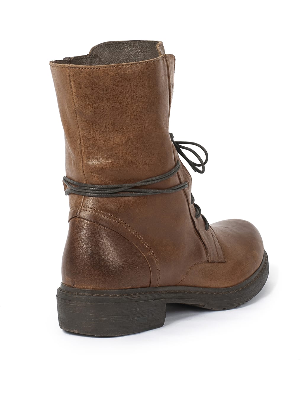 Leather Lace Up Block Heel Ankle Boots 2 of 4