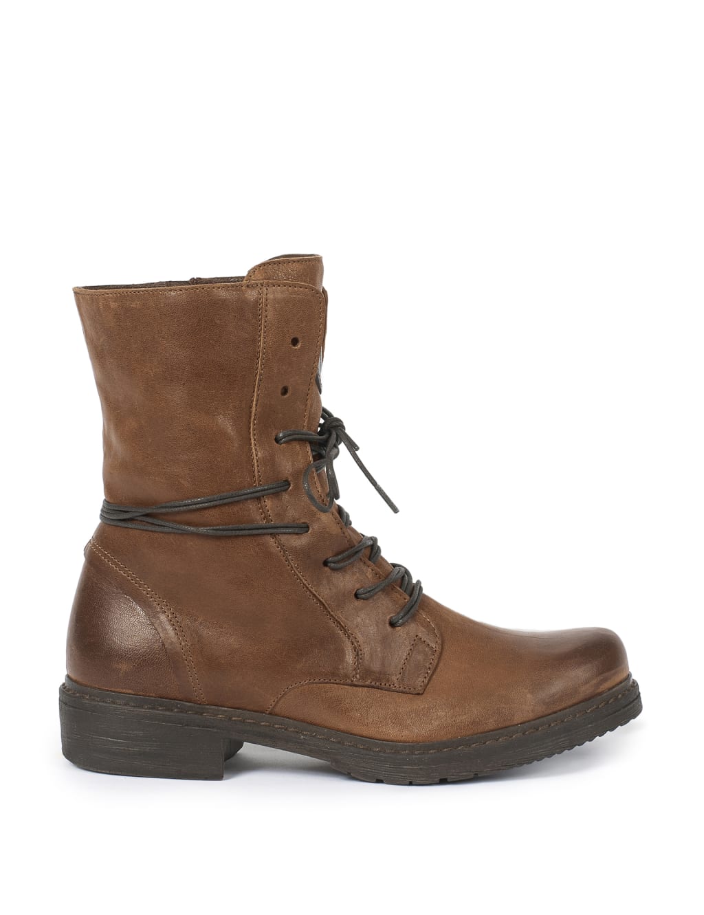 Leather Lace Up Block Heel Ankle Boots 3 of 4