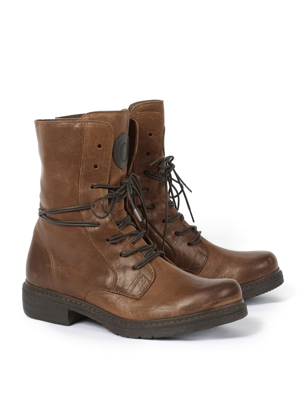 Leather Lace Up Block Heel Ankle Boots Celtic Co. M S