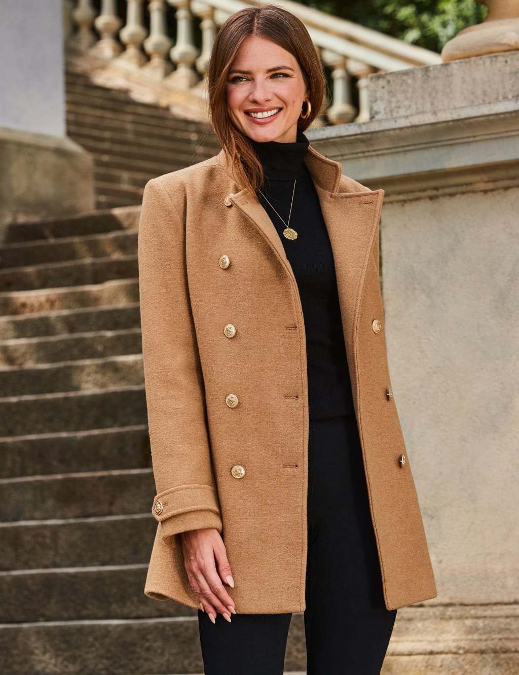 Gold button coat online