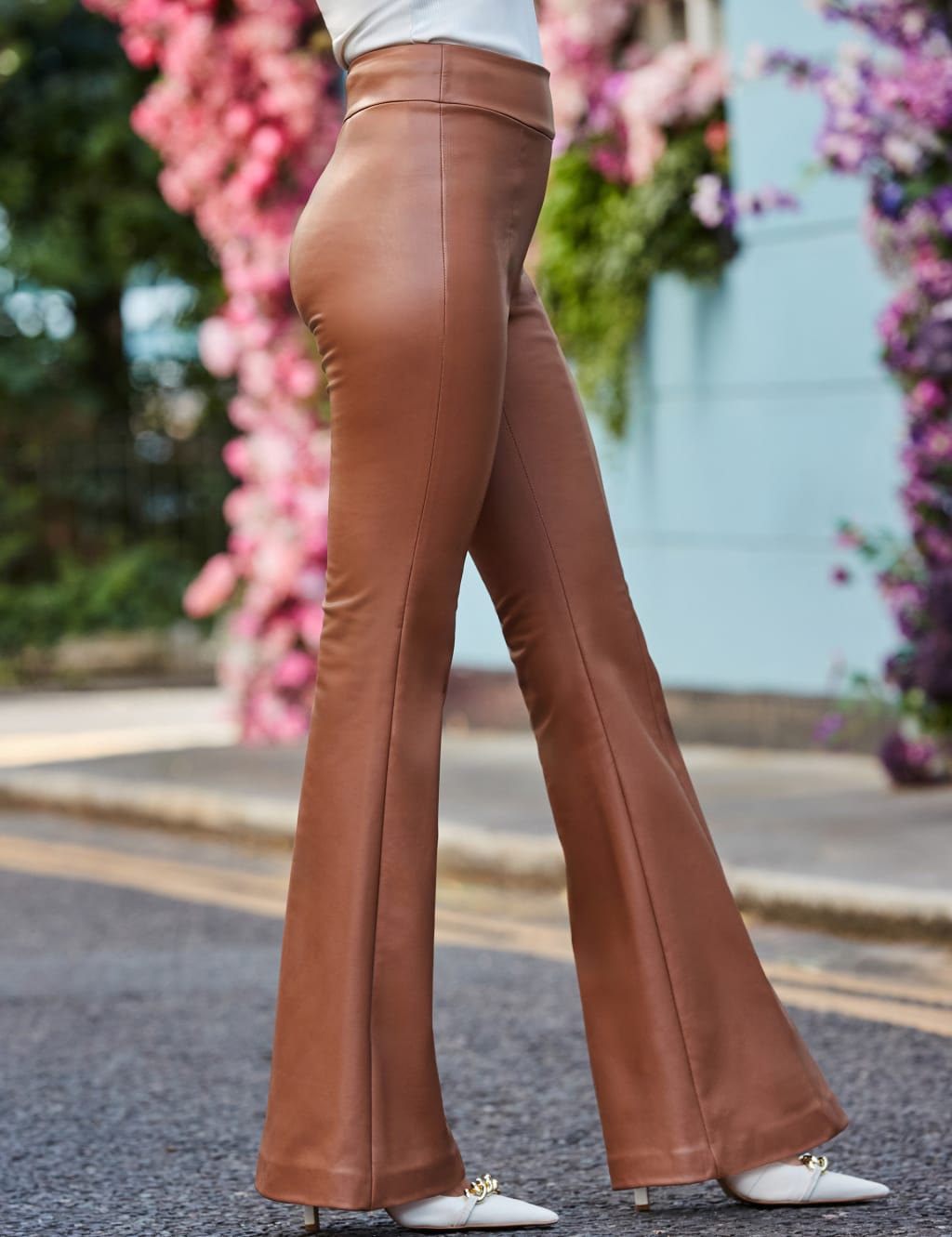 Button Detail Flared Trousers SOSANDAR M S