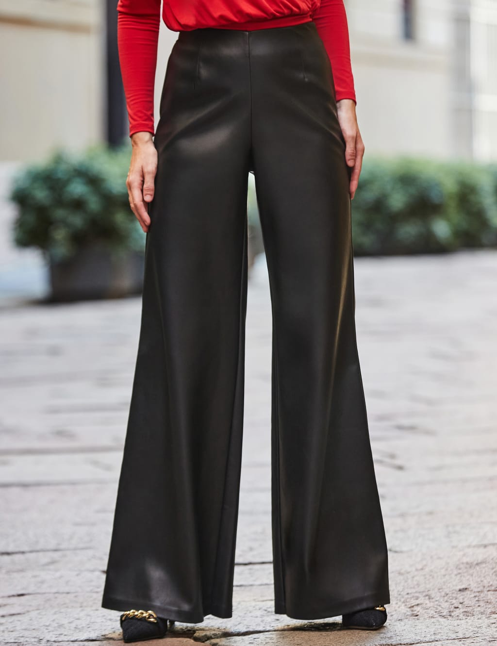 Faux Leather Palazzo Trousers SOSANDAR M S