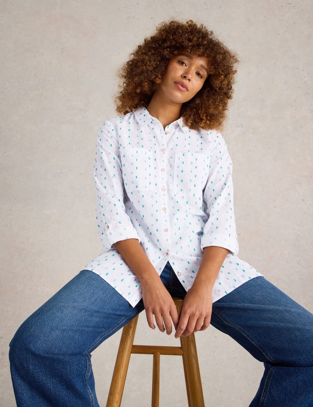 Pure Cotton Embroidered Collared Shirt 3 of 6