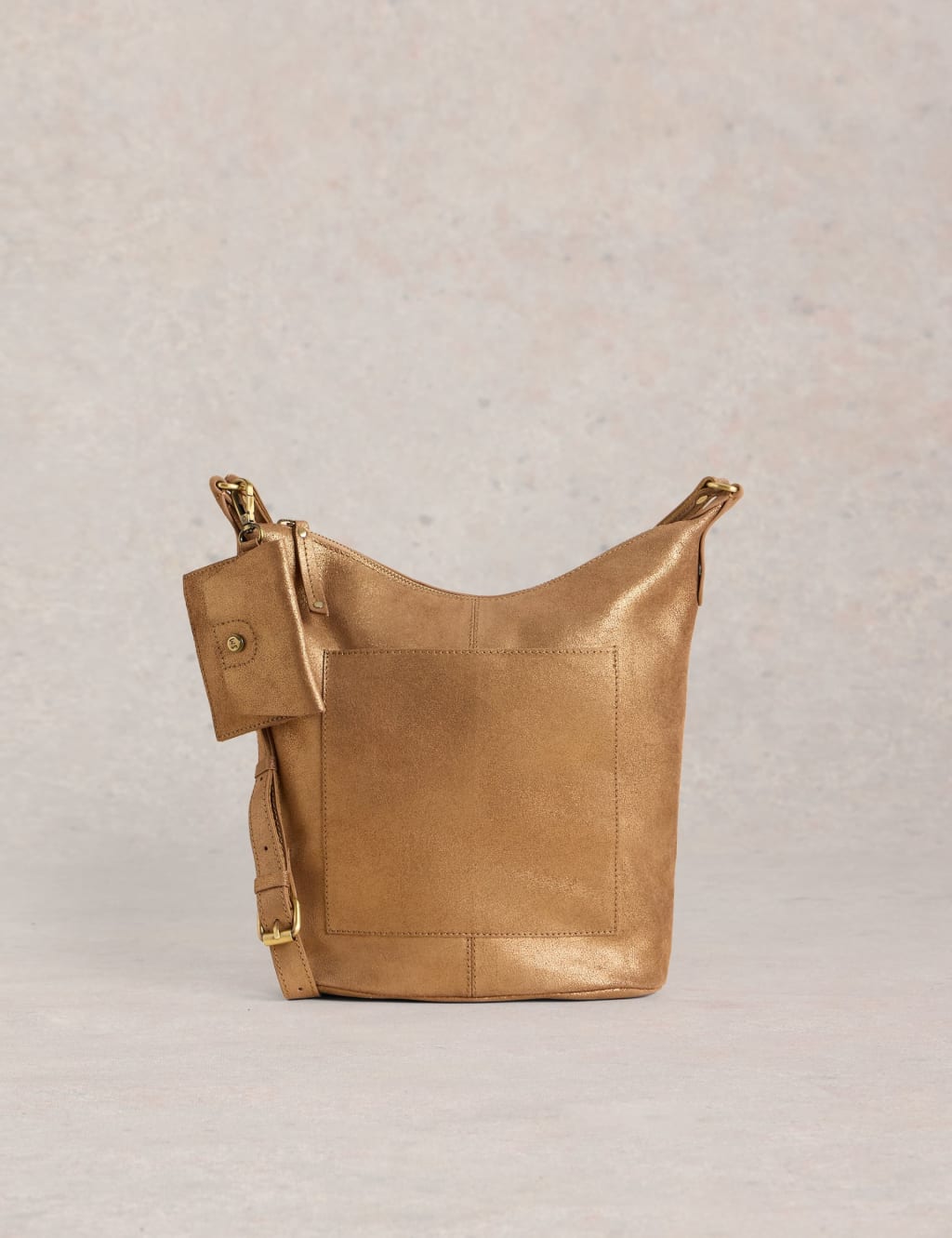 Leather Metallic Cross Body Bucket Bag White Stuff M S