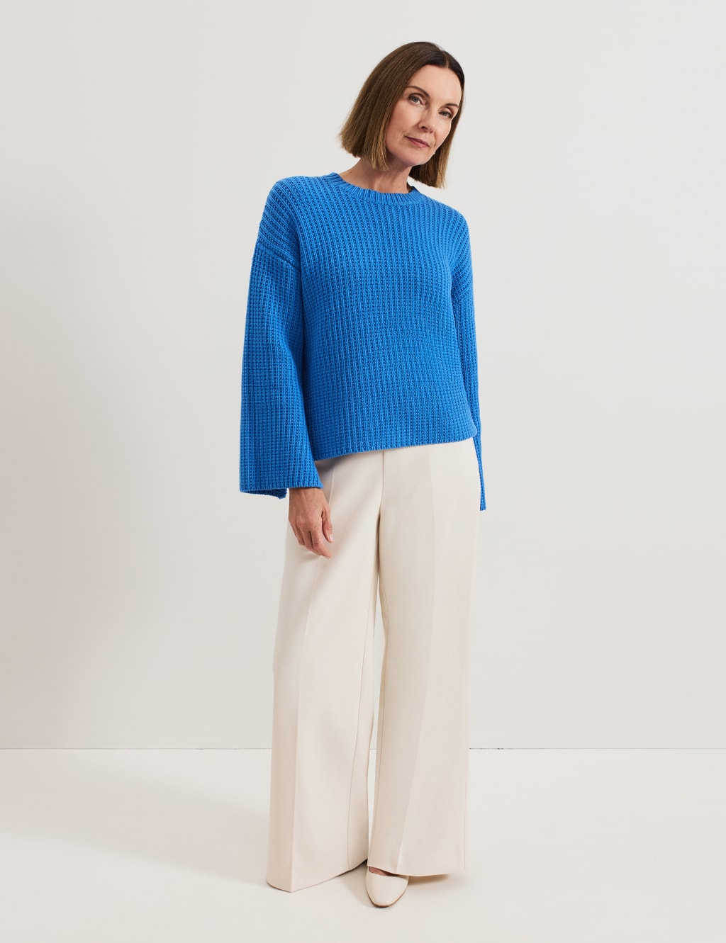 Cotton Rich Textured Round Neck Jumper 3 of 7