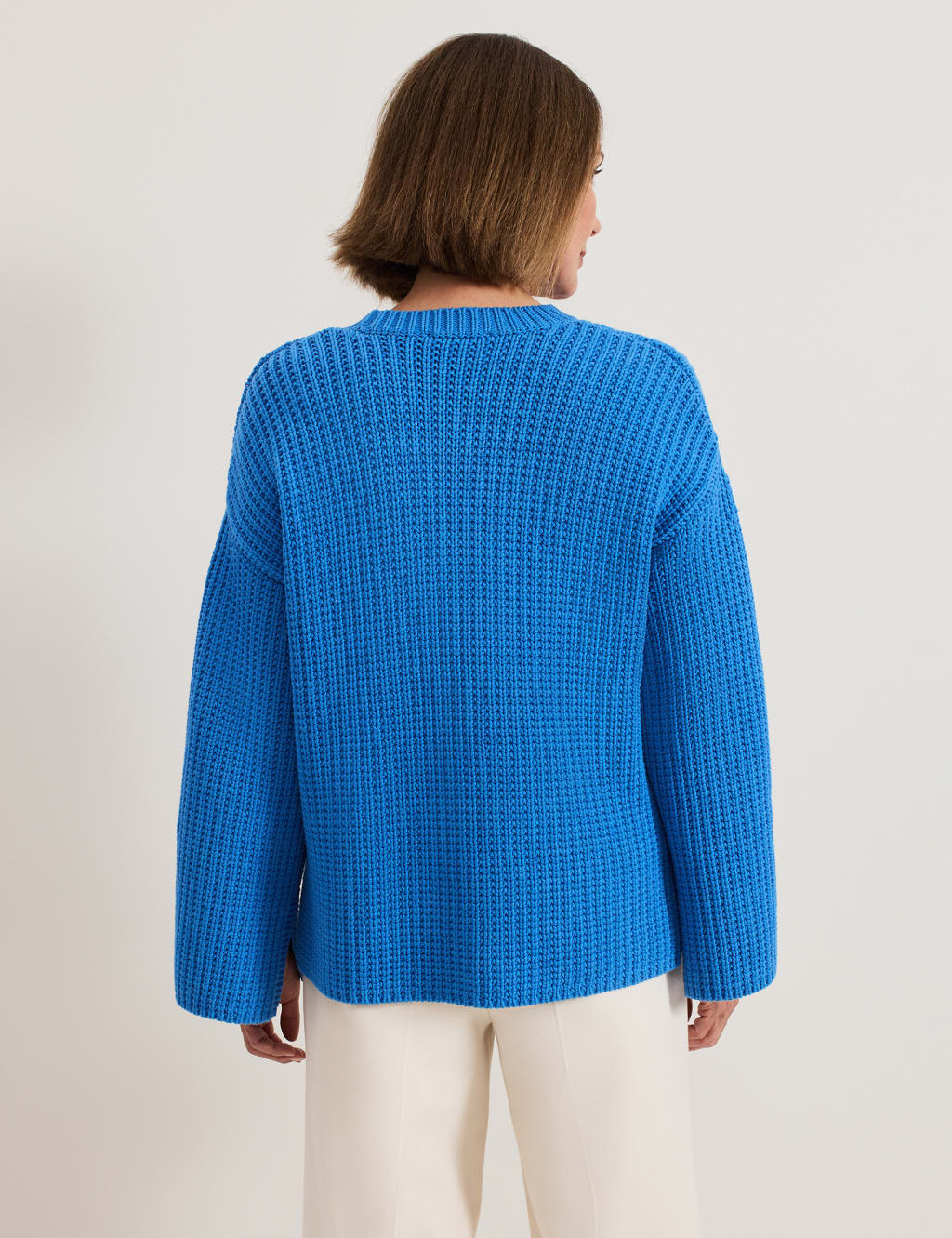 Cotton Rich Textured Round Neck Jumper 4 of 7