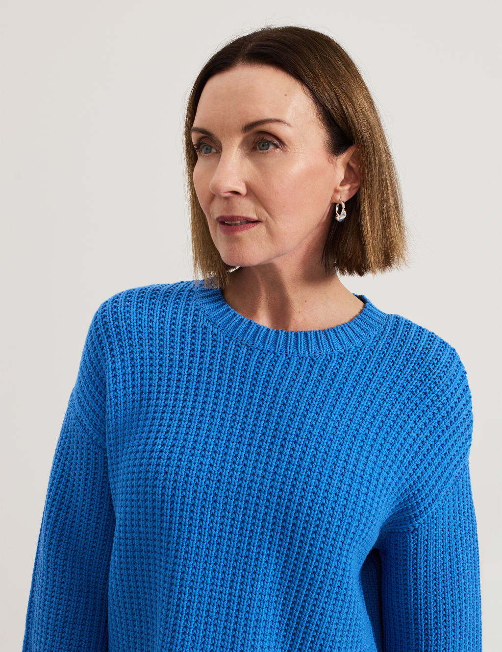 Cotton Rich Textured Round Neck Jumper 5 of 7