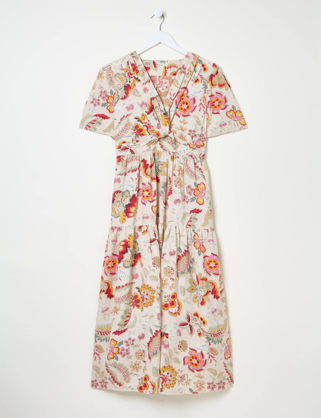 Cotton Blend Floral Midi V-Neck Dress 2 of 5