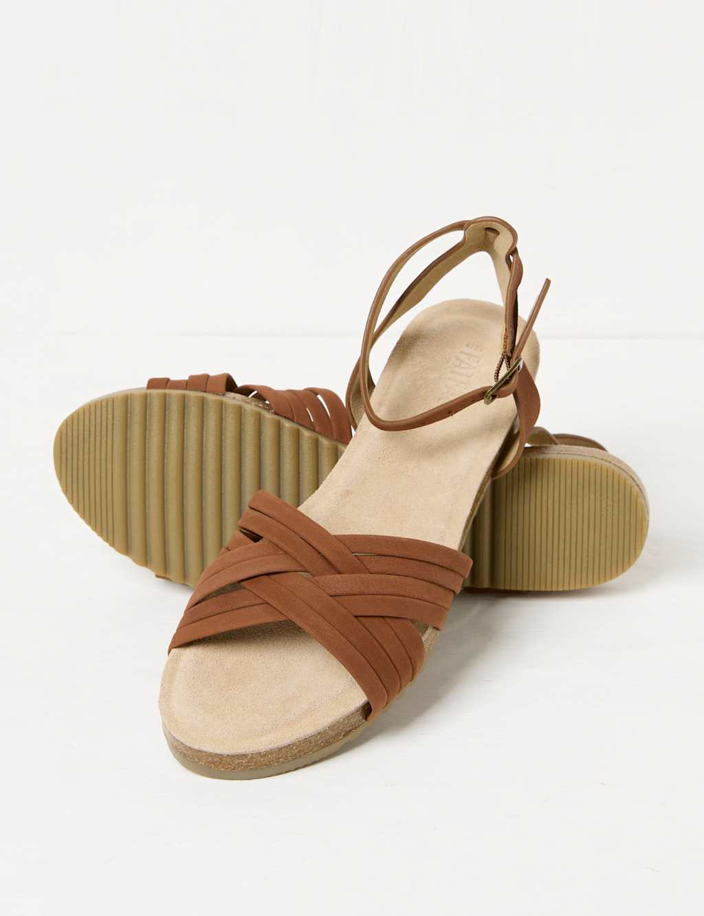 Leather Crossover Ankle Strap Flat Sandals 2 of 3