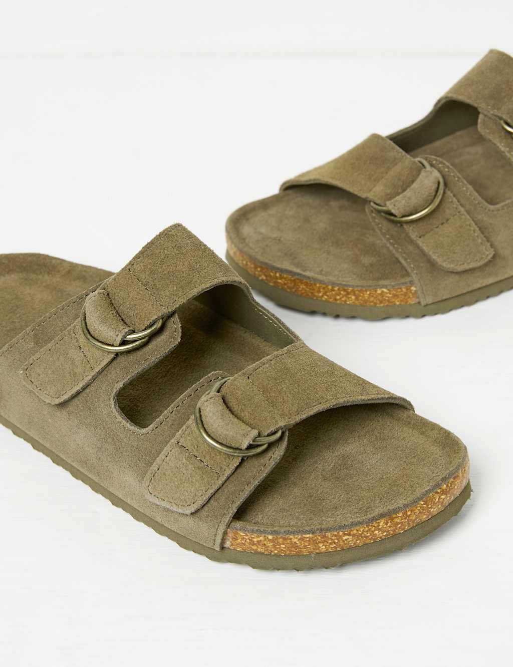 Suede Double Strap Buckle Flat Sandals 3 of 3
