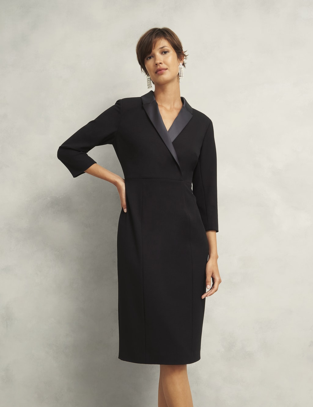 V Neck Knee Length Shift Dress HOBBS M S