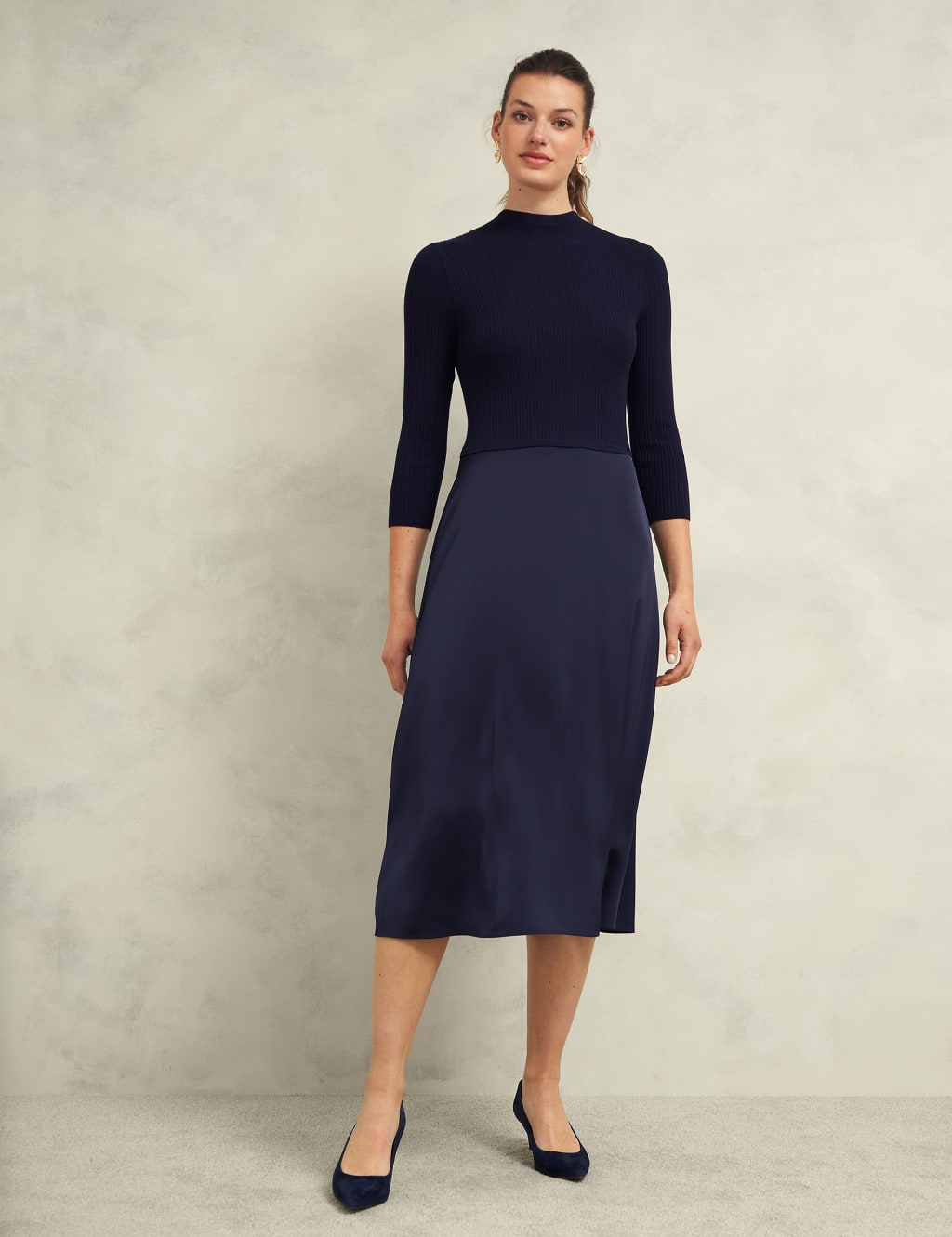 M&s navy midi dress clearance