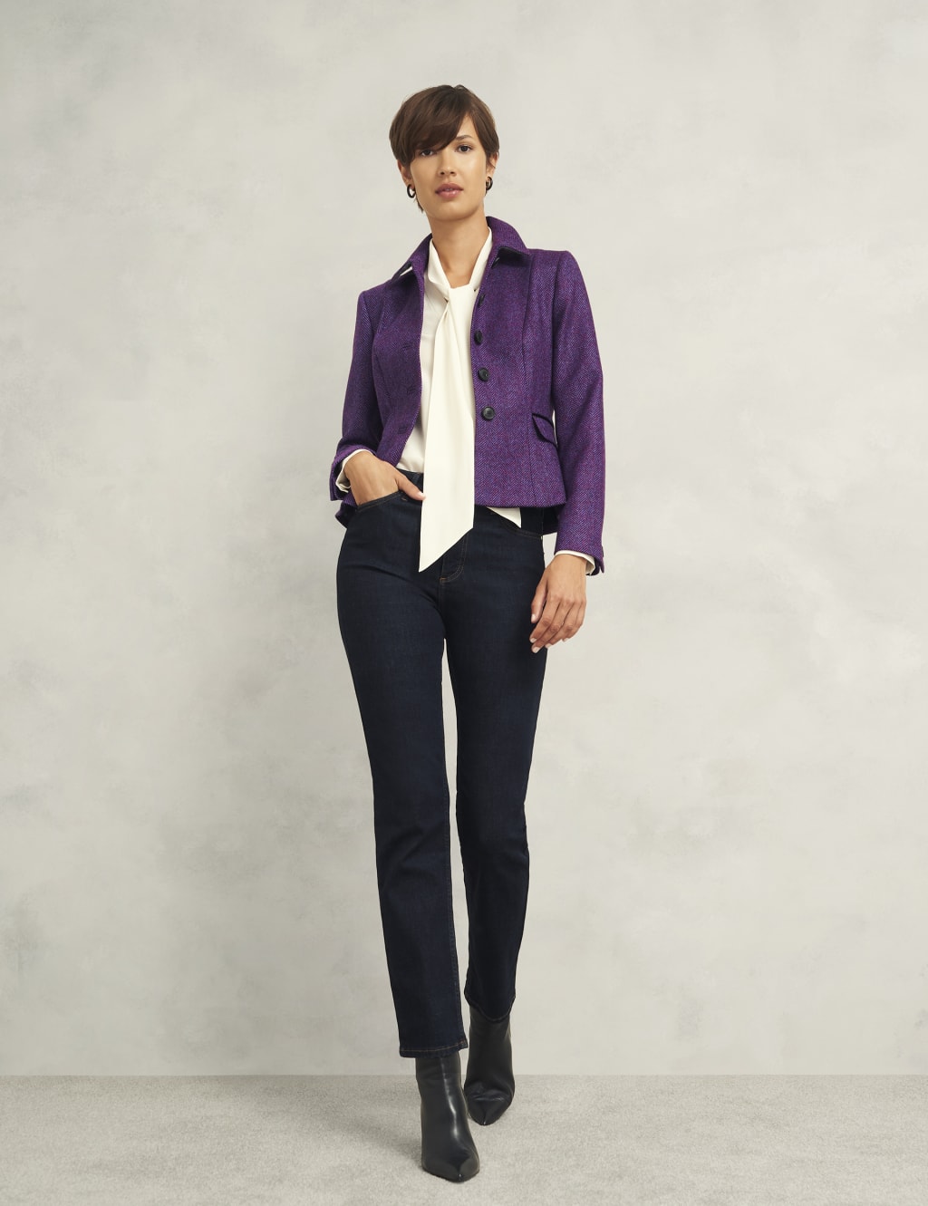 Pure Wool Tweed Single Breasted Blazer HOBBS M S
