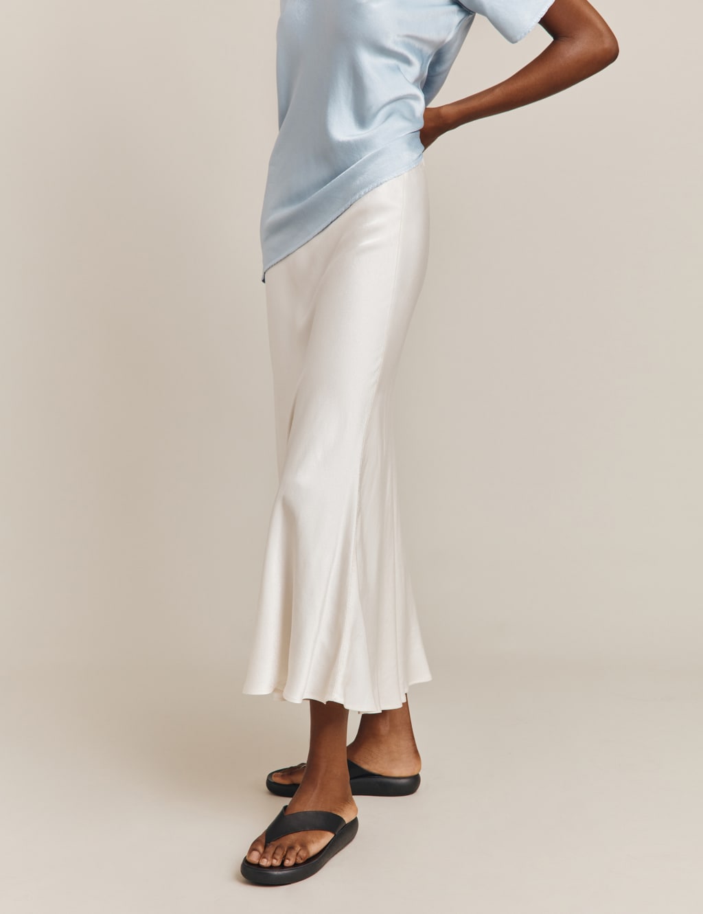 Satin Midi Slip Skirt 2 of 3