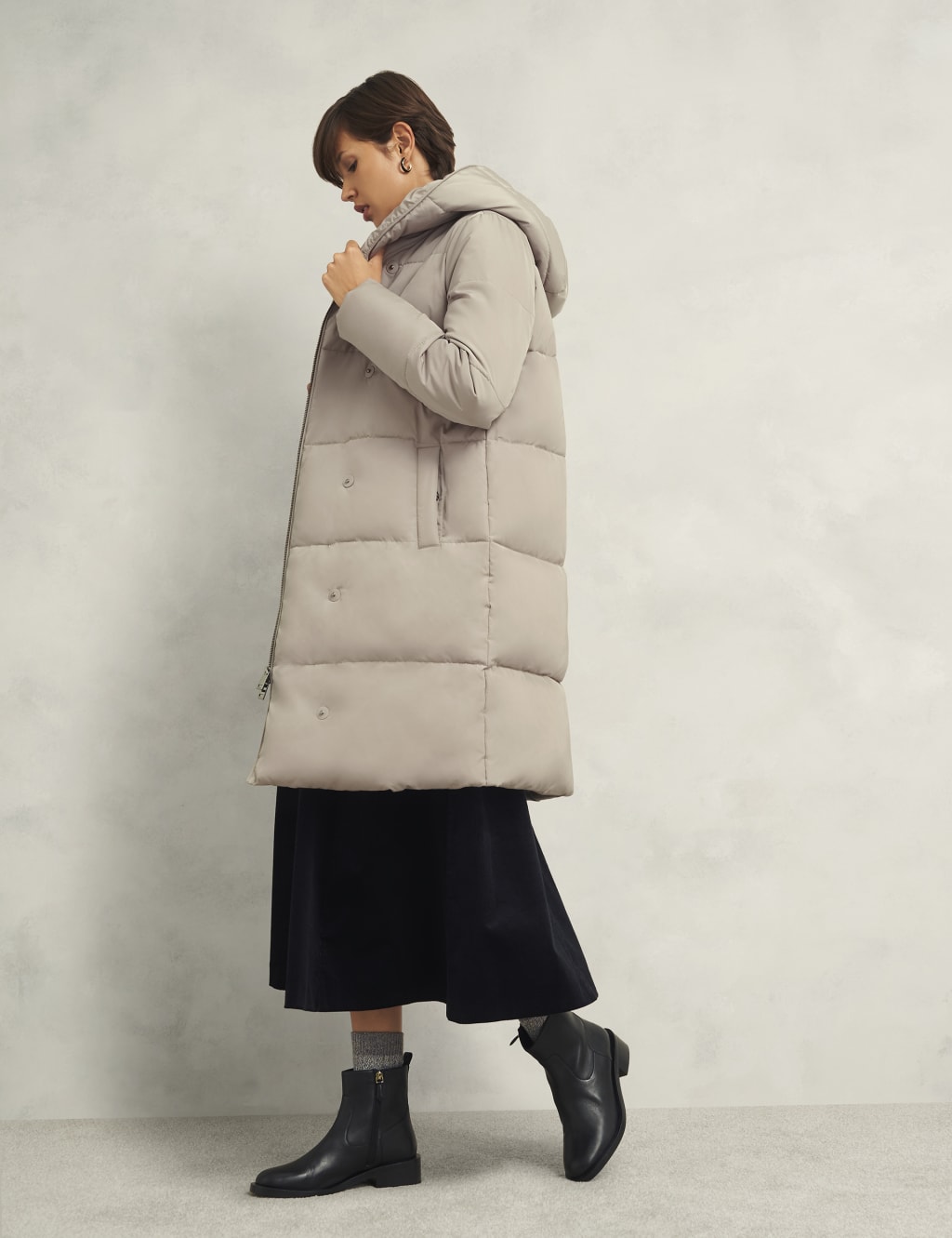 Padded Hooded Longline Puffer Coat HOBBS M S