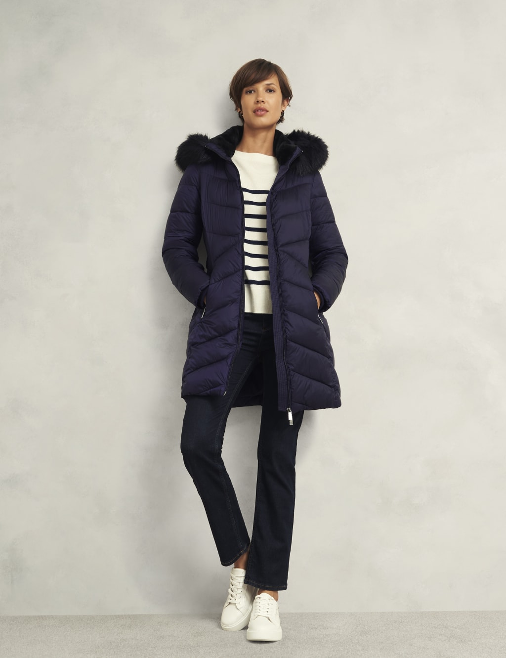 Hooded belted longline puffer best sale