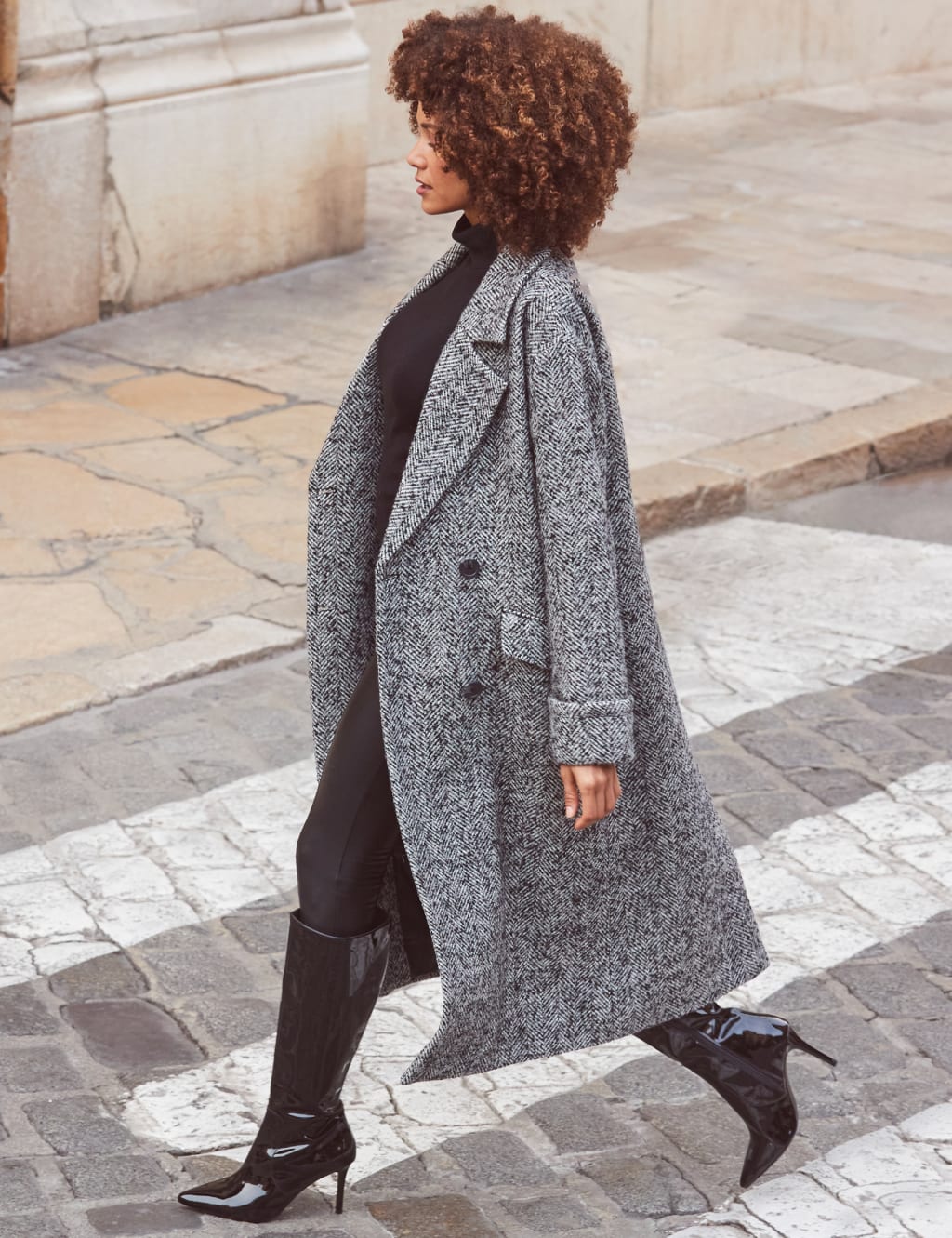 Herringbone Longline Tailored Coat