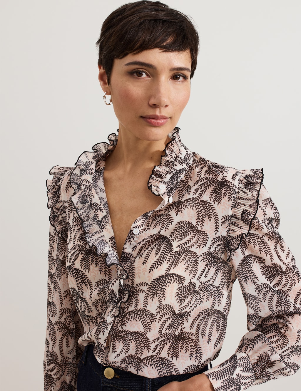 Printed High Neck Blouse 1 of 7