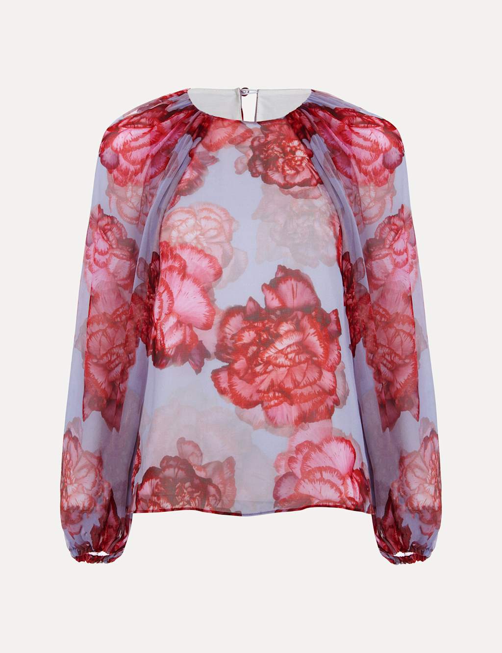 Pure Silk Floral Blouson Sleeve Blouse 2 of 7